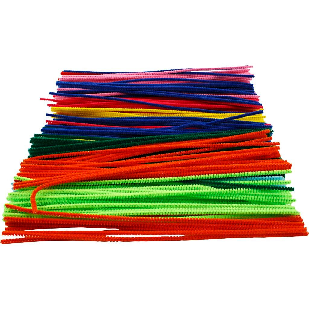 Chenille, 4 mm, ass. farver, 300 ass.