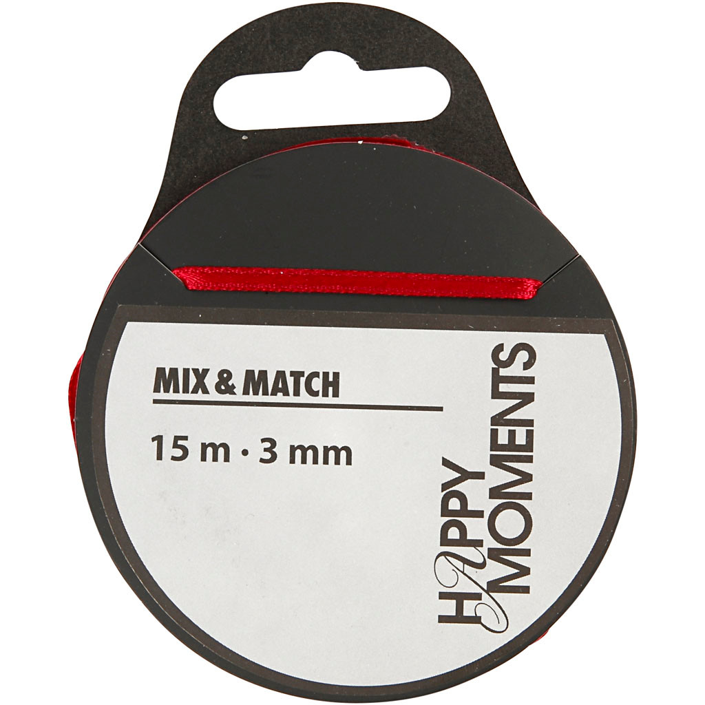 Satinbånd, B: 3 mm., vinrød 15 mtr. billede