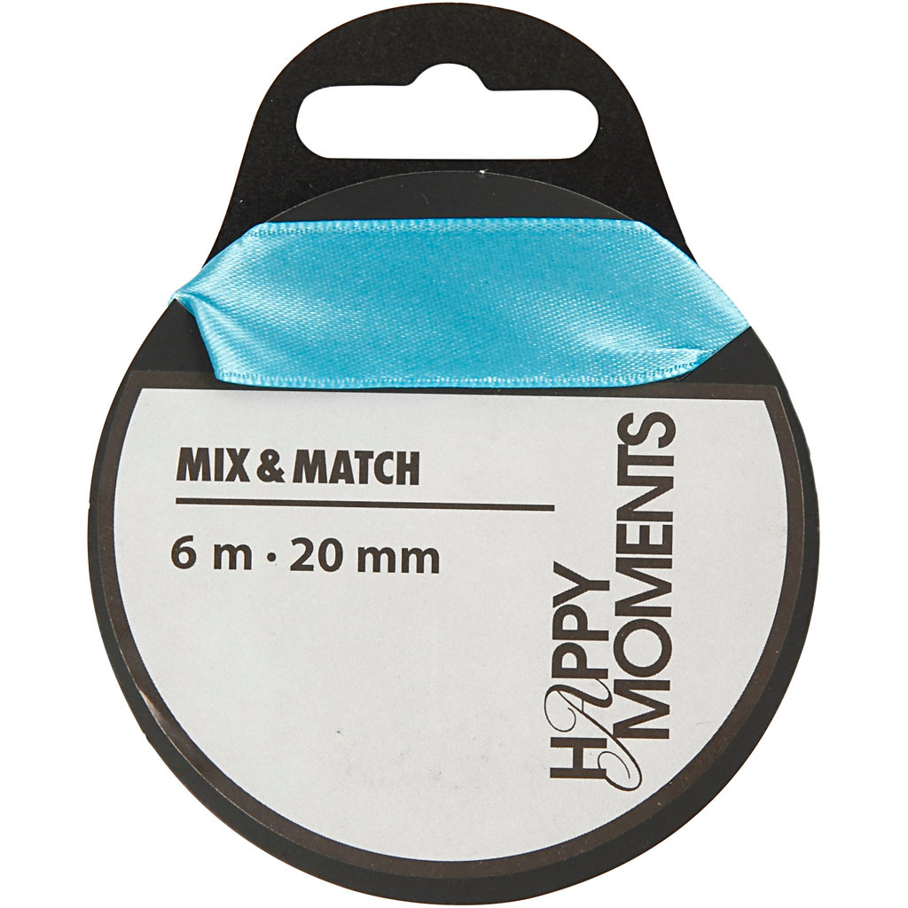 Satinbånd, 20 mm, turkis, 6 m billede