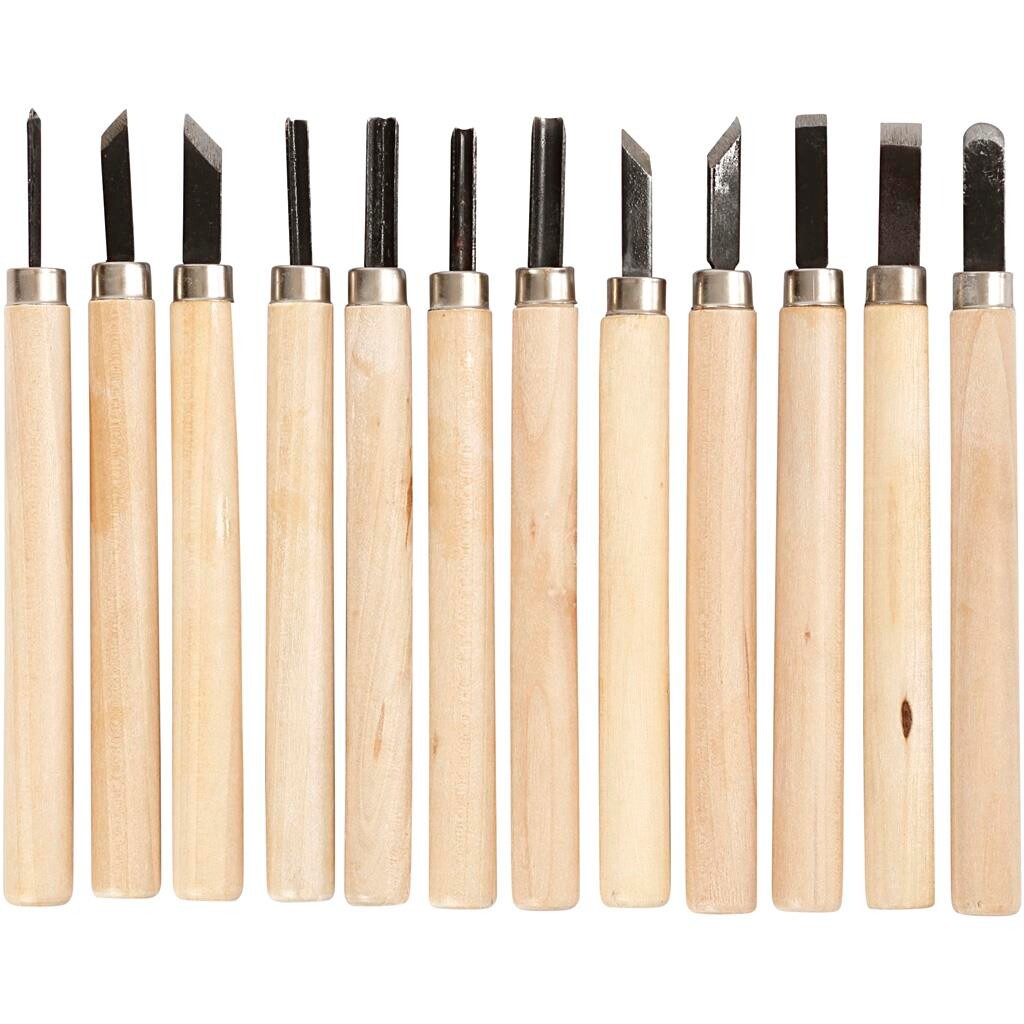 Wood Carving set, 12 ass.
