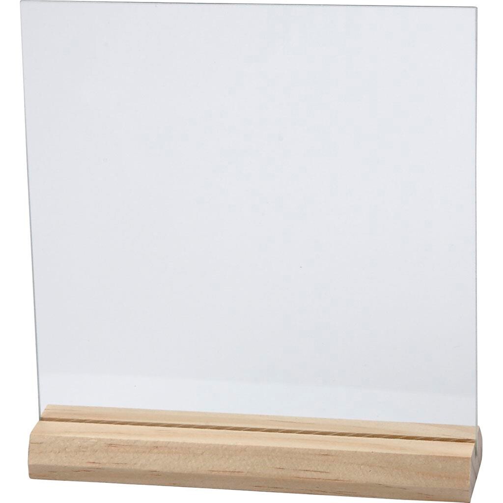 Glasplade med holder, 15,5x15,5 cm, 10 stk. billede