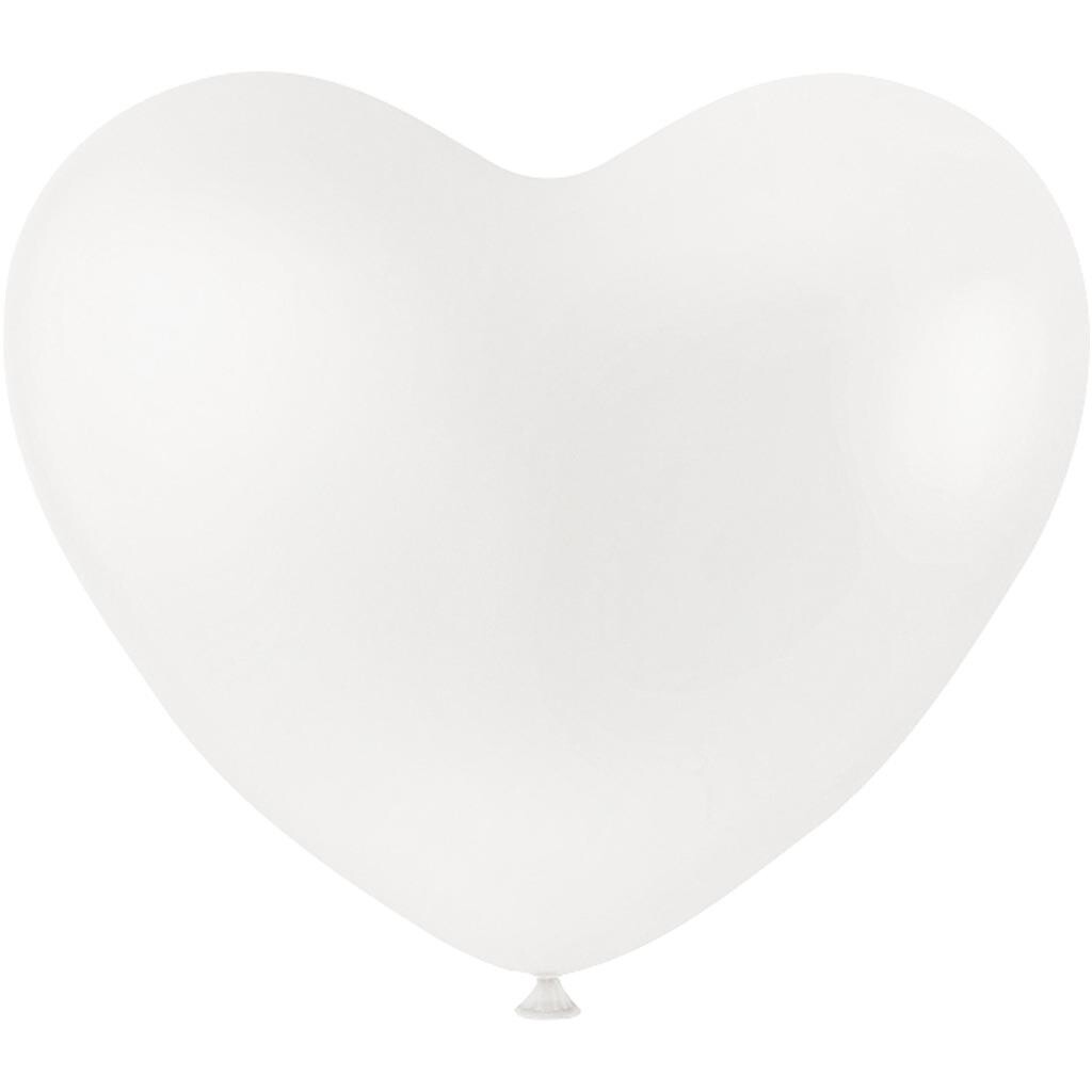 Balloner, hvid, hjerter, 8stk.