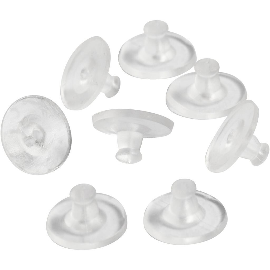 Smykkedele Lås til ørestik Diam. 10 mm, transparent | Smykkerfremstilling tilbehør - køb online