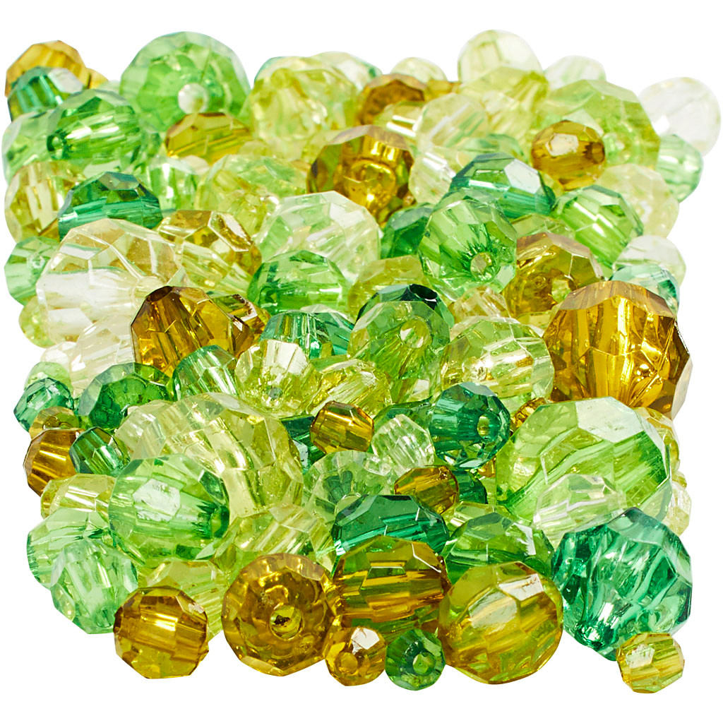 Perler Harmoni facetperlemix 4 12 mm Grøn harmoni 250 g | Perler til smykker - køb online