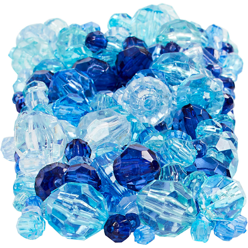 Perler Harmoni facetperlemix 4 12 mm Blå harmoni 250 g | Perler til smykker - køb online