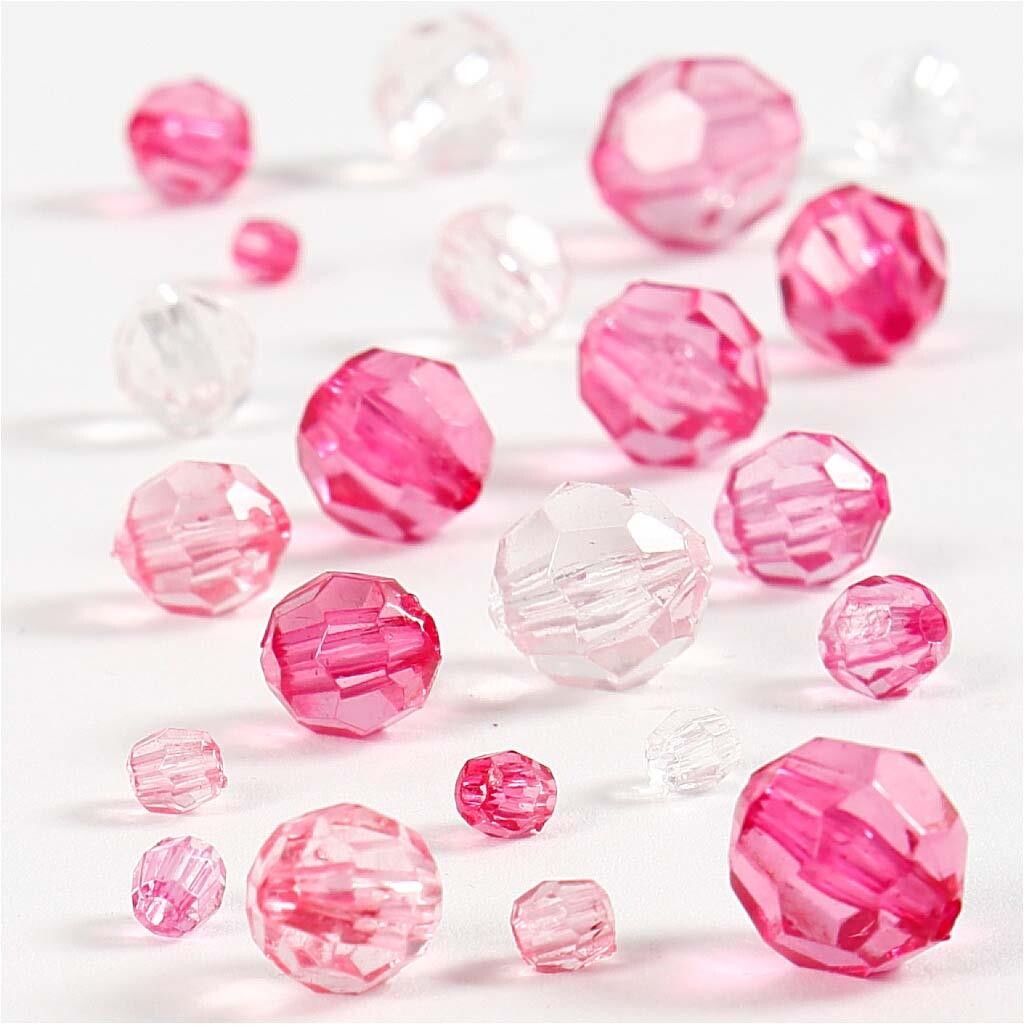 Perler Harmoni facetperlemix 4 12 mm Pink harmoni 50 g | Perler til smykker - køb online