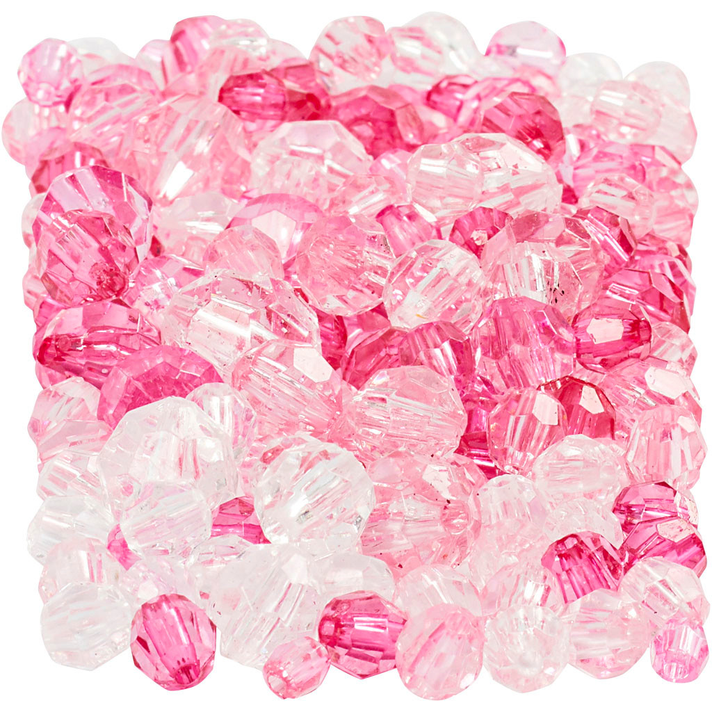 Perler Harmoni facetperlemix 4 12 mm Pink harmoni 250 g | Perler til smykker - køb online