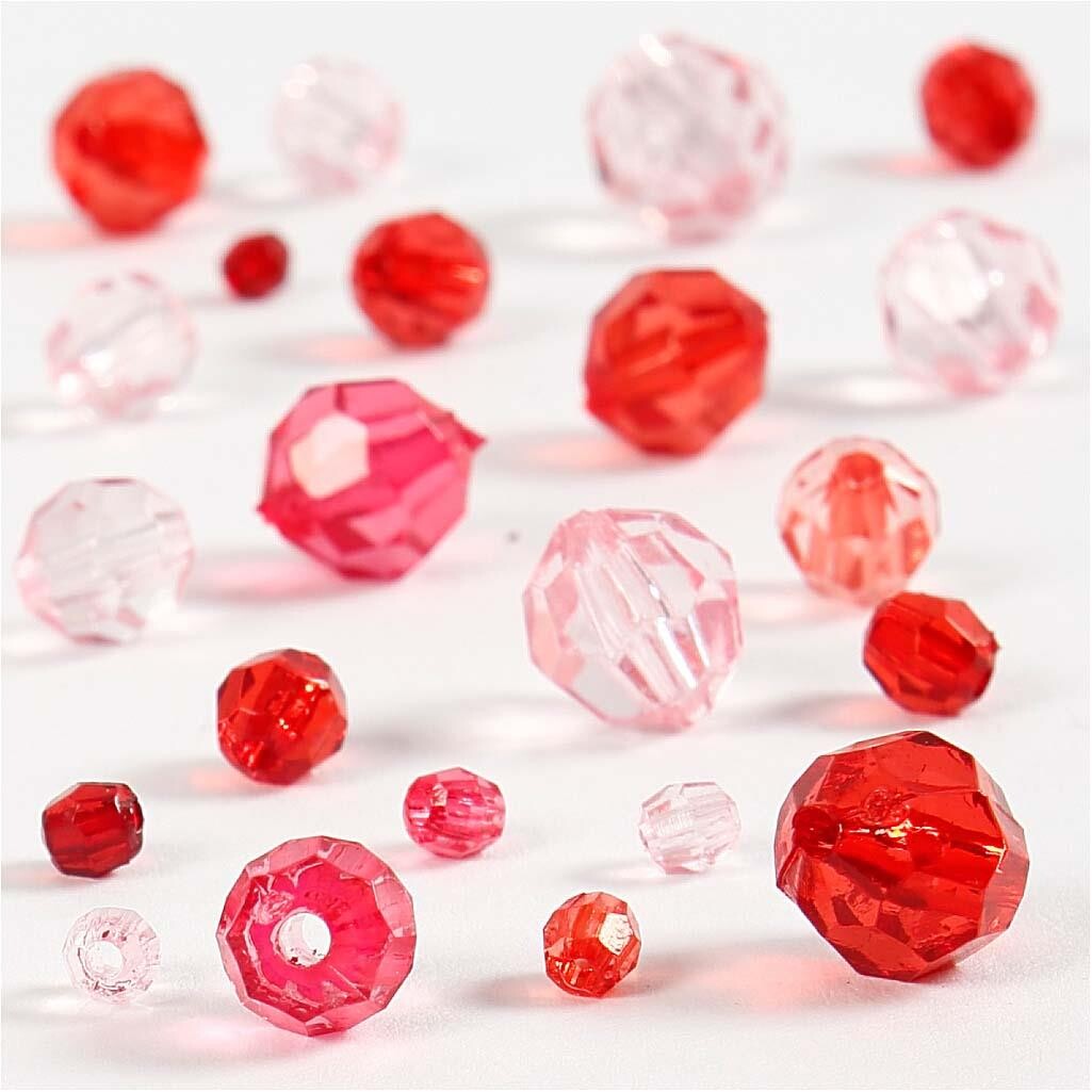 Perler Harmoni facetperlemix 4 12 mm Rød harmoni 50 g | Perler til smykker - køb online