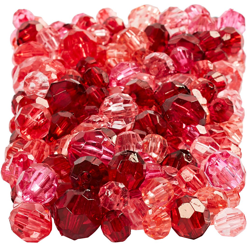Perler Harmoni facetperlemix 4 12 mm Rød harmoni 250 g | Perler til smykker - køb online