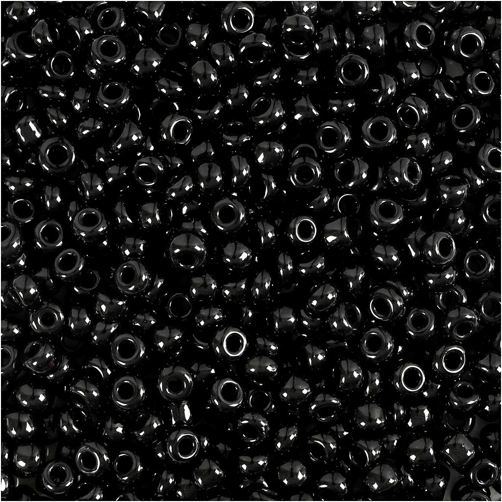 Rocaiperler - 8/0 - Sort - 25 g billede