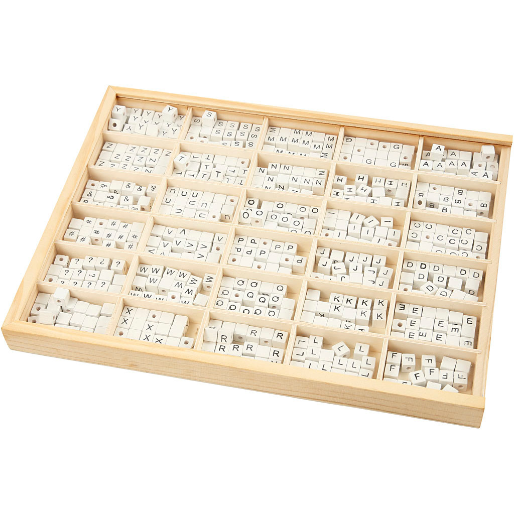 Creativ Company - Wooden Letter Beads White A-Z 750 pcs.