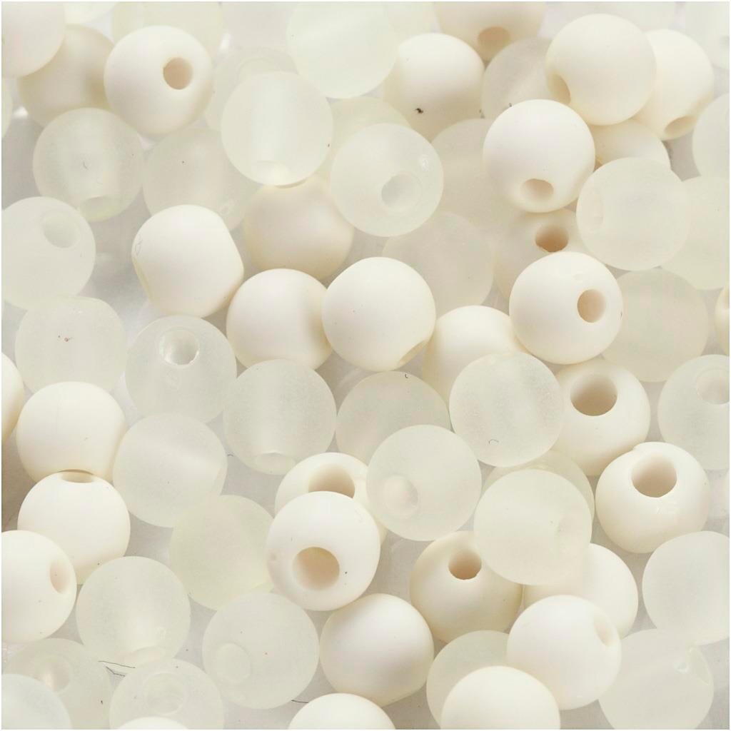 Plastperler, 6 mm - 40 gram, Creme billede