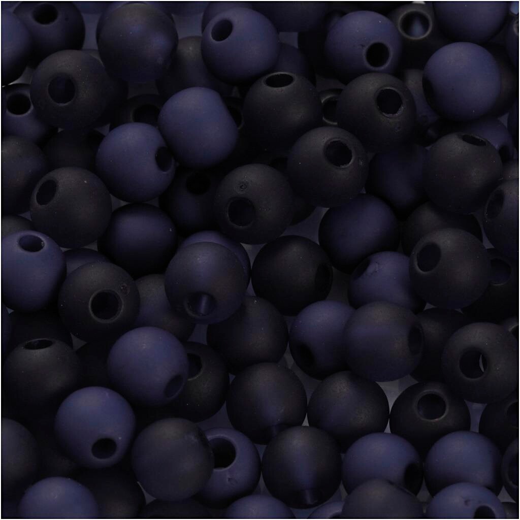 Plastperler, 6 mm - 40 gram, Blå billede