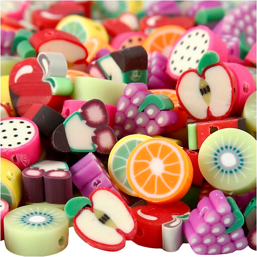 Lerperler, 10 mm, frugt, 200 ass. billede