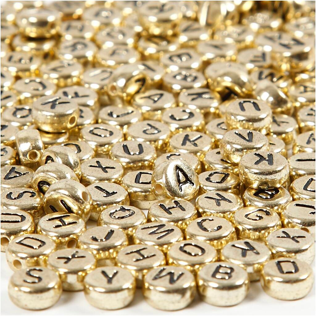 Bogstavperler, diam. 7 mm, hulstr. 1,2 m billede