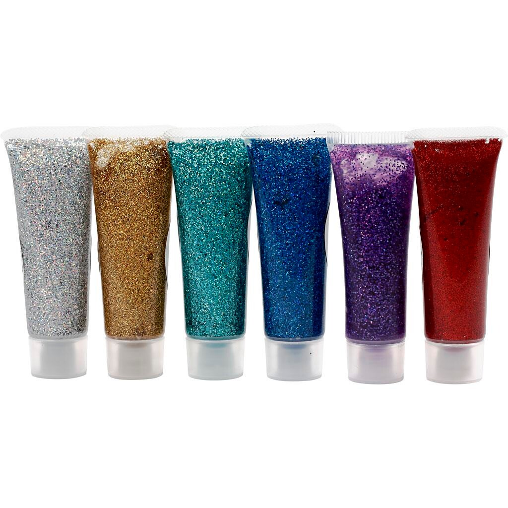 Billede af Glittergel - sortiment, 6x18 ml