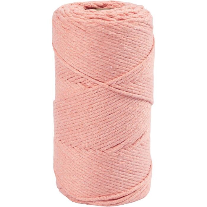 Macramé snor, L: 198 m, diam. 2 mm, rosa, 330 g/ 1 billede