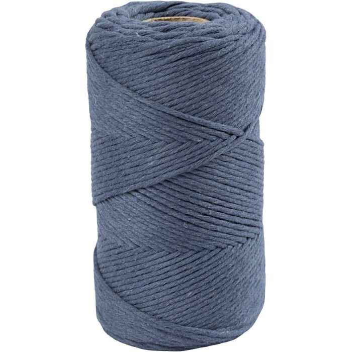 Macramé snor, L: 198 m, diam. 2 mm, blå, 330 g/ 1 billede