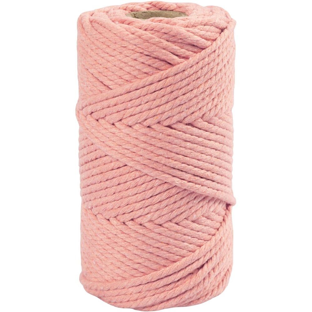 Macramé reb, L: 55 m, diam. 4 mm, rosa, 330 g/ 1 r billede