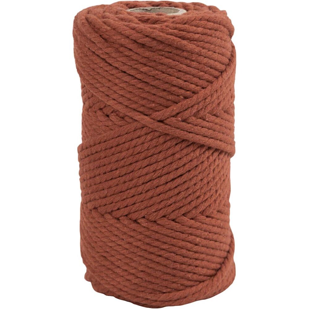 Macramé reb, L: 55 m, diam. 4 mm, brændt orange, 3 billede