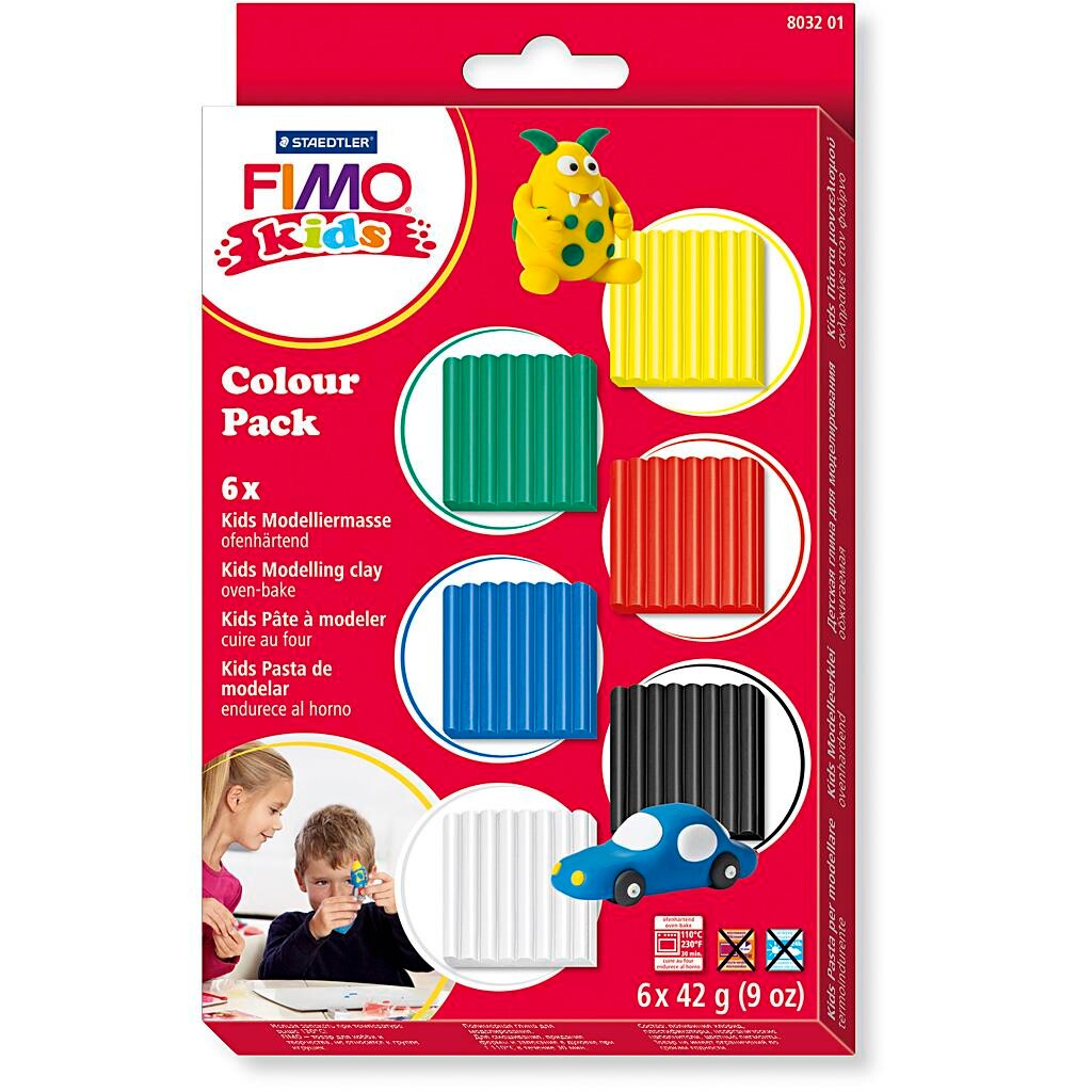 FIMO® Kids ler standardfarver 6x42 g billede