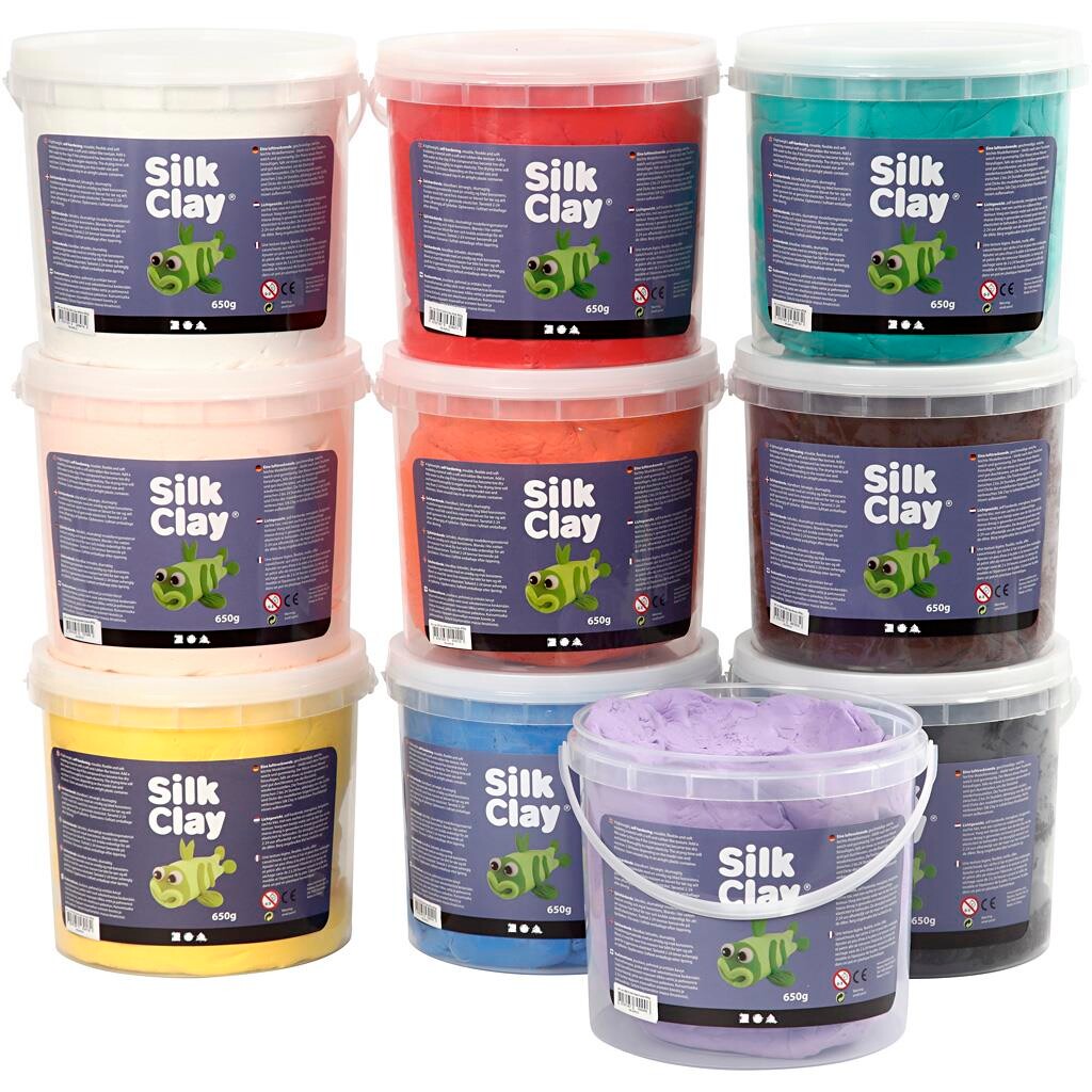 Silk Clay, ass. farver, 10x650 g