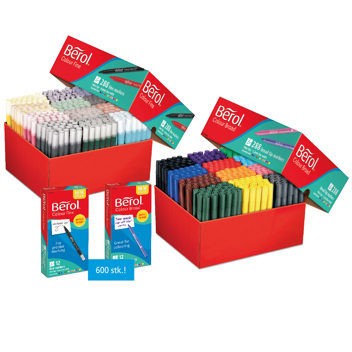 Berol fibertuscher - Storkøb, 600 stk.