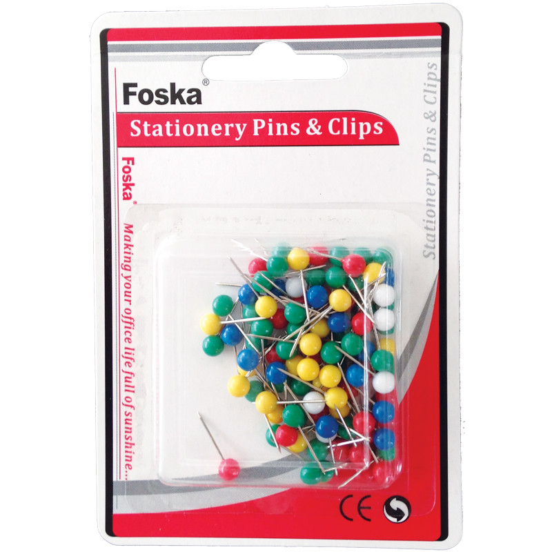 Foska kortnåle 100 stk. - assorteret farver