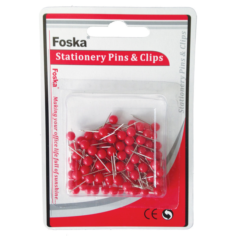 Foska kortnåle 100 stk - Rød