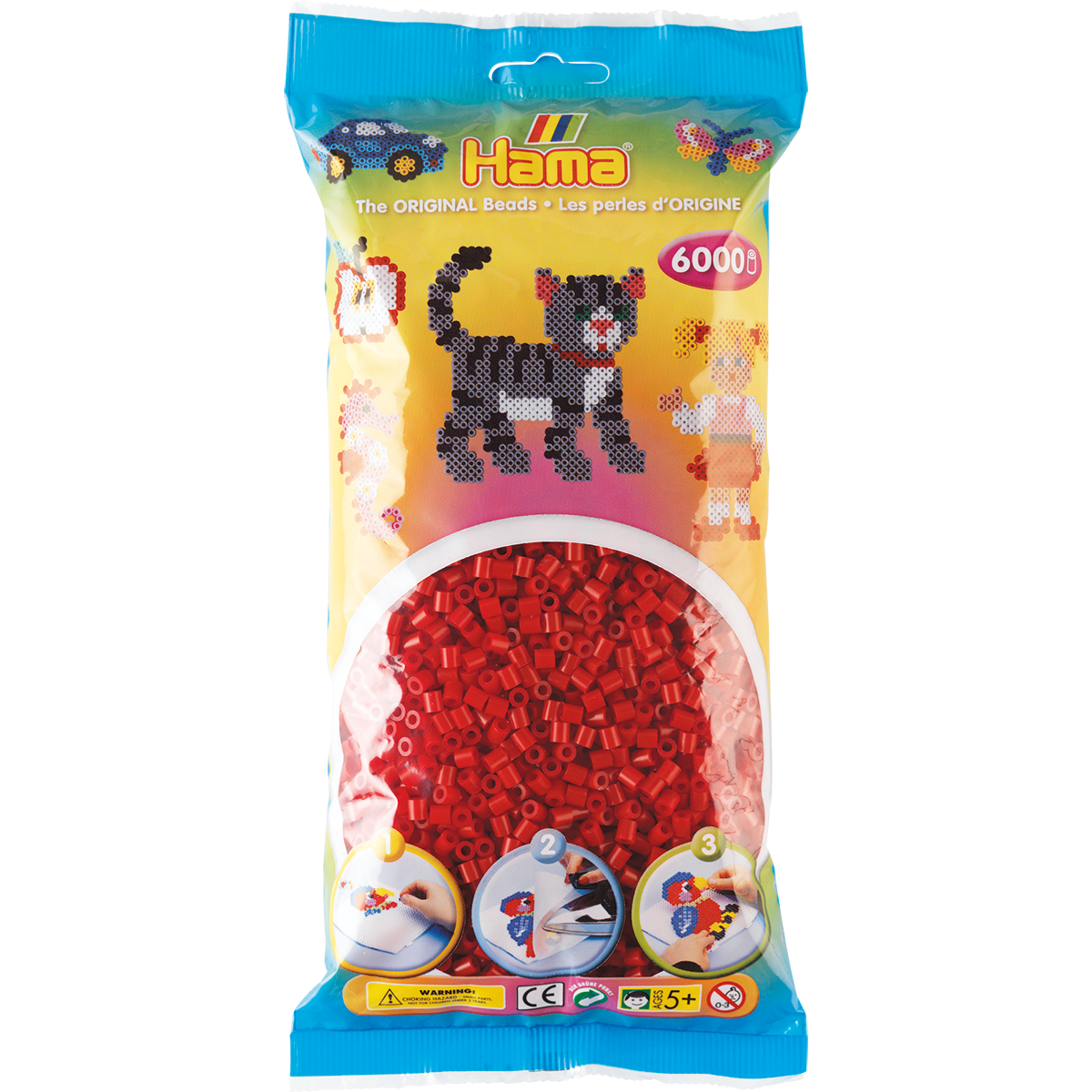 Hama midi perler - 6.000 stk. Mørkerød
