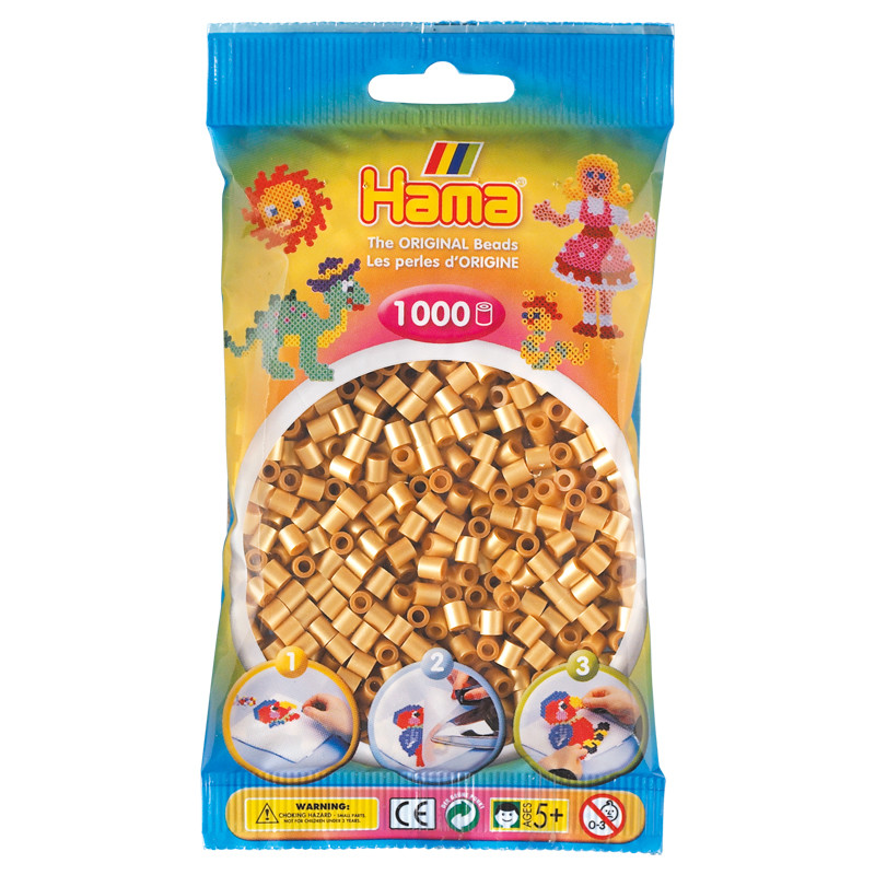 Hama Midi rørperler guld 1000 stk.