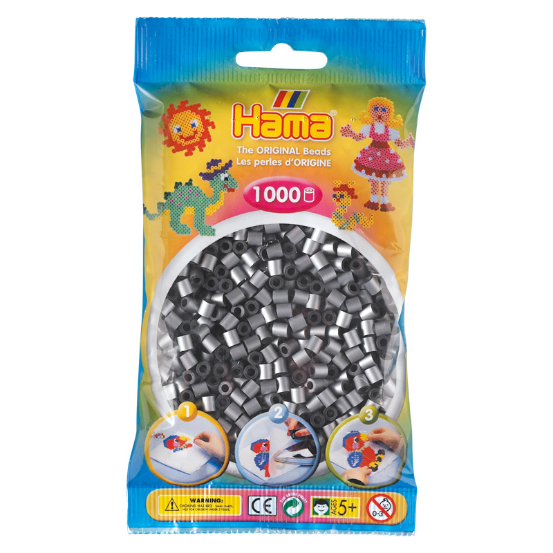 Hama Midi rørperler sølv 1000 stk.