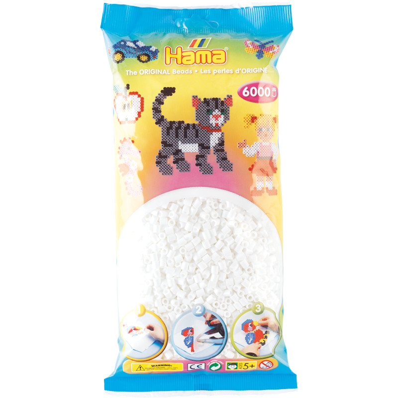 Hama Midi rørperler - 6.000 stk., Hvid
