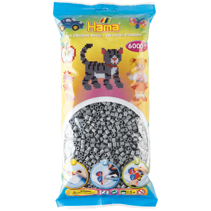 Hama Midi rørperler grå 6000 stk.
