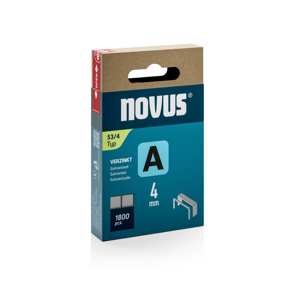 NOVUS hæfteklamme A type 53, 4mm. 1800 stk.
