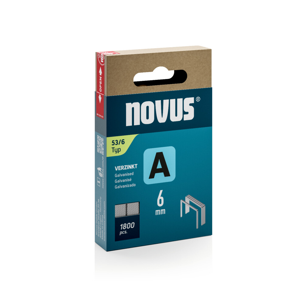 NOVUS hæfteklamme A type 53, 6mm. 1800 stk.