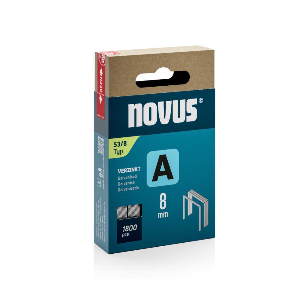 NOVUS hæfteklamme A type 53, 8mm. 1800 stk.
