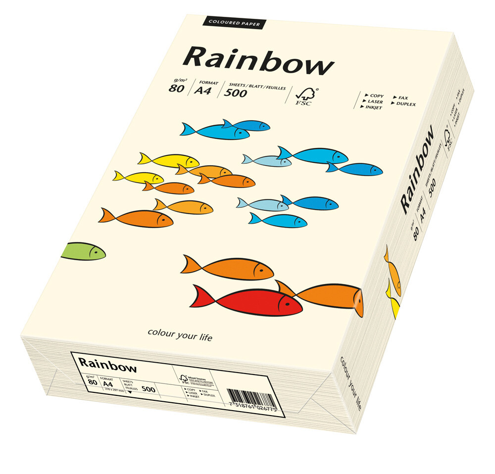 Rainbow kulørt kopiappir 80g. A3 creme 03