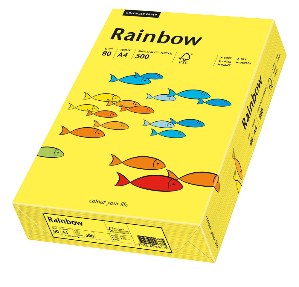 Rainbow kulørt kopipapir 80 g. A3 citrus gul 14
