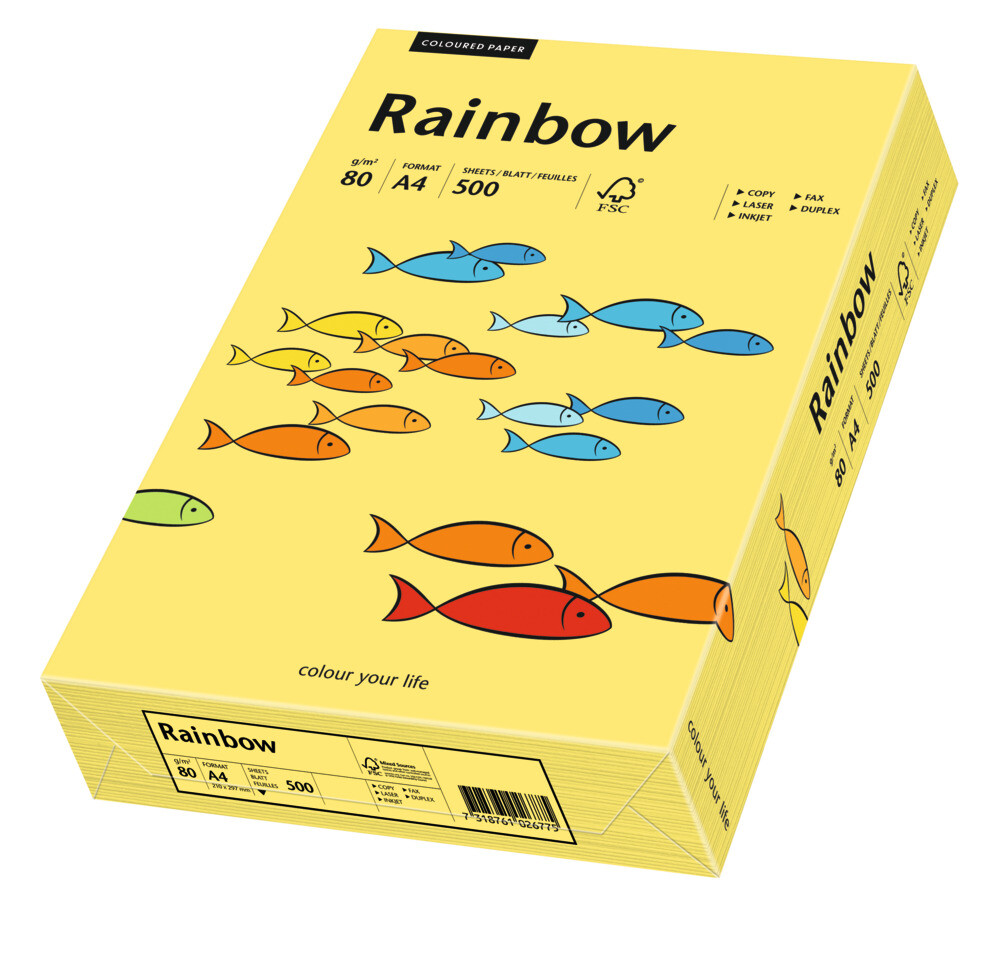 Rainbow kulørt kopipapir 80 g. A3 gul 16