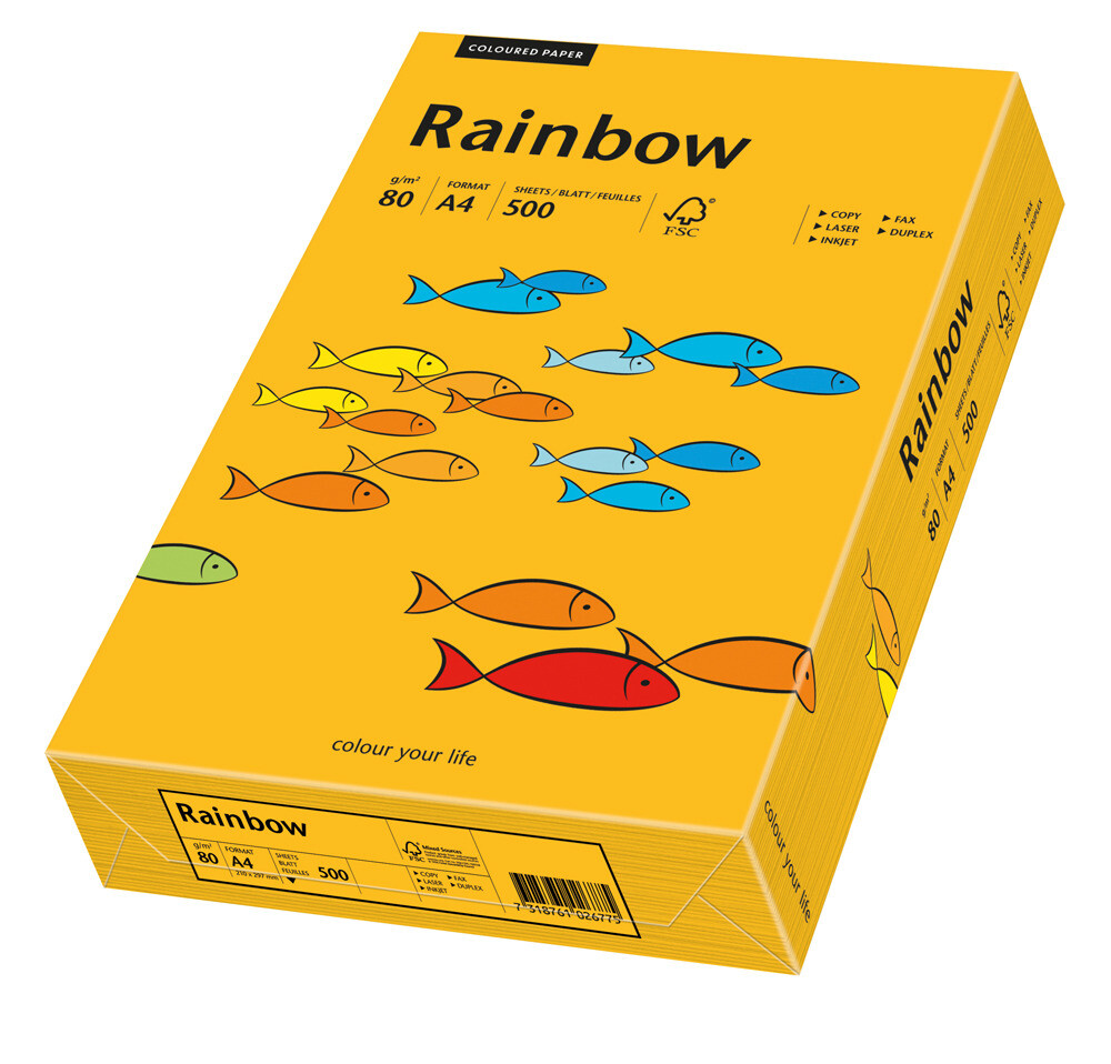 Rainbow kulørt kopipapir 80 g. A3 orange 22