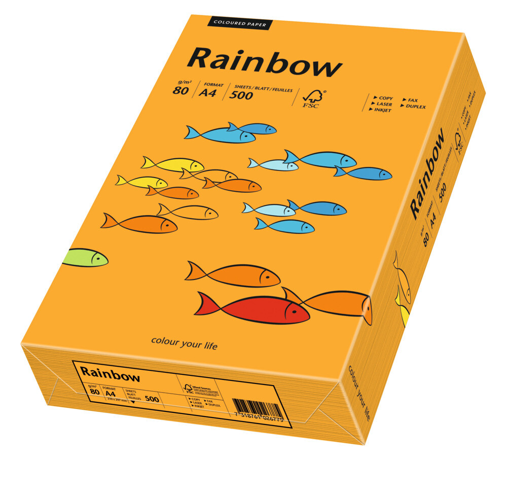 Rainbow kulørt kopipapir 80 g. A3 mørk orange 24