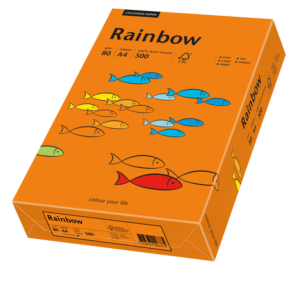 Rainbow Kulørt Kopiappir 80g Mørk Orange