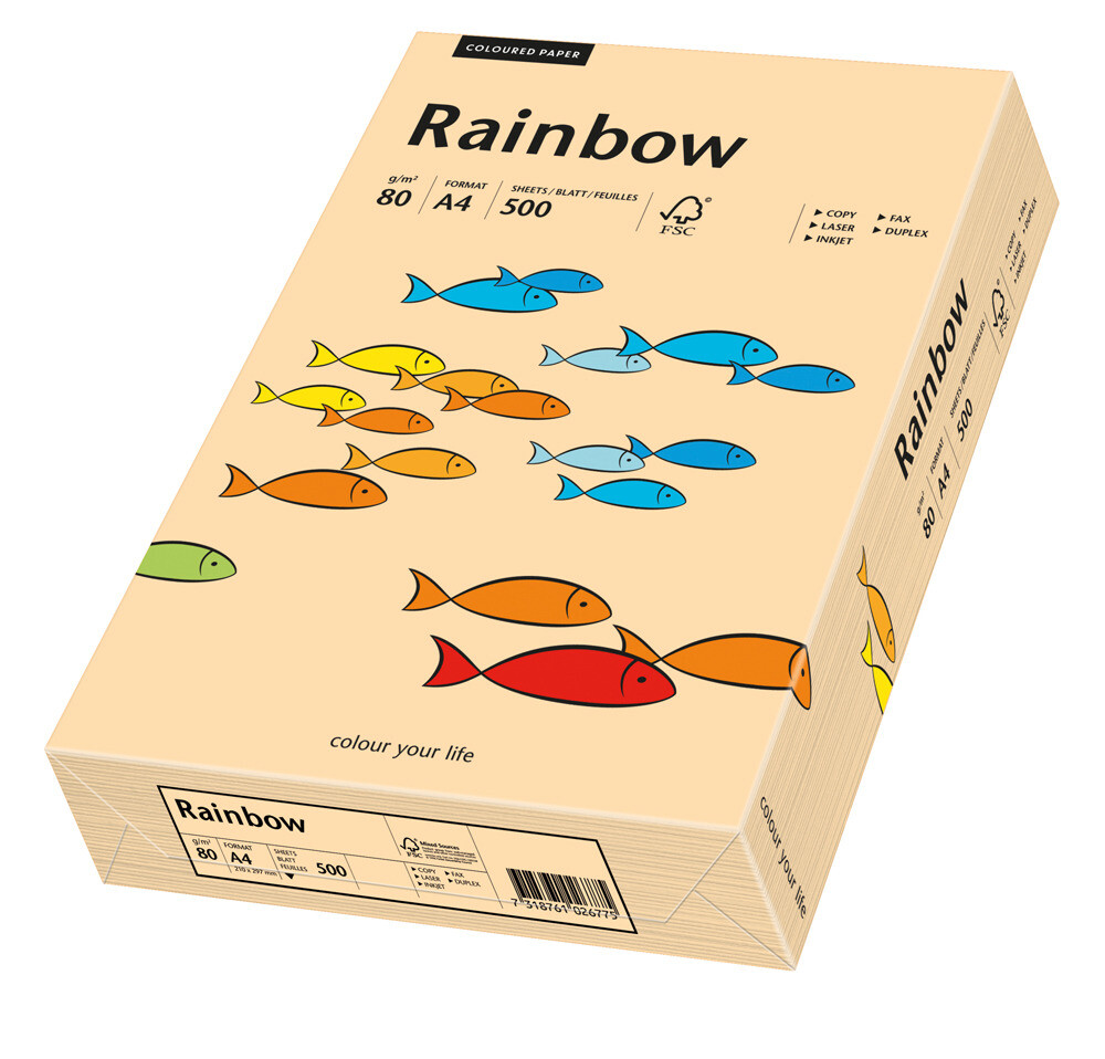 Rainbow kulørt kopipapir 80 g. A3 Laksefarve 40