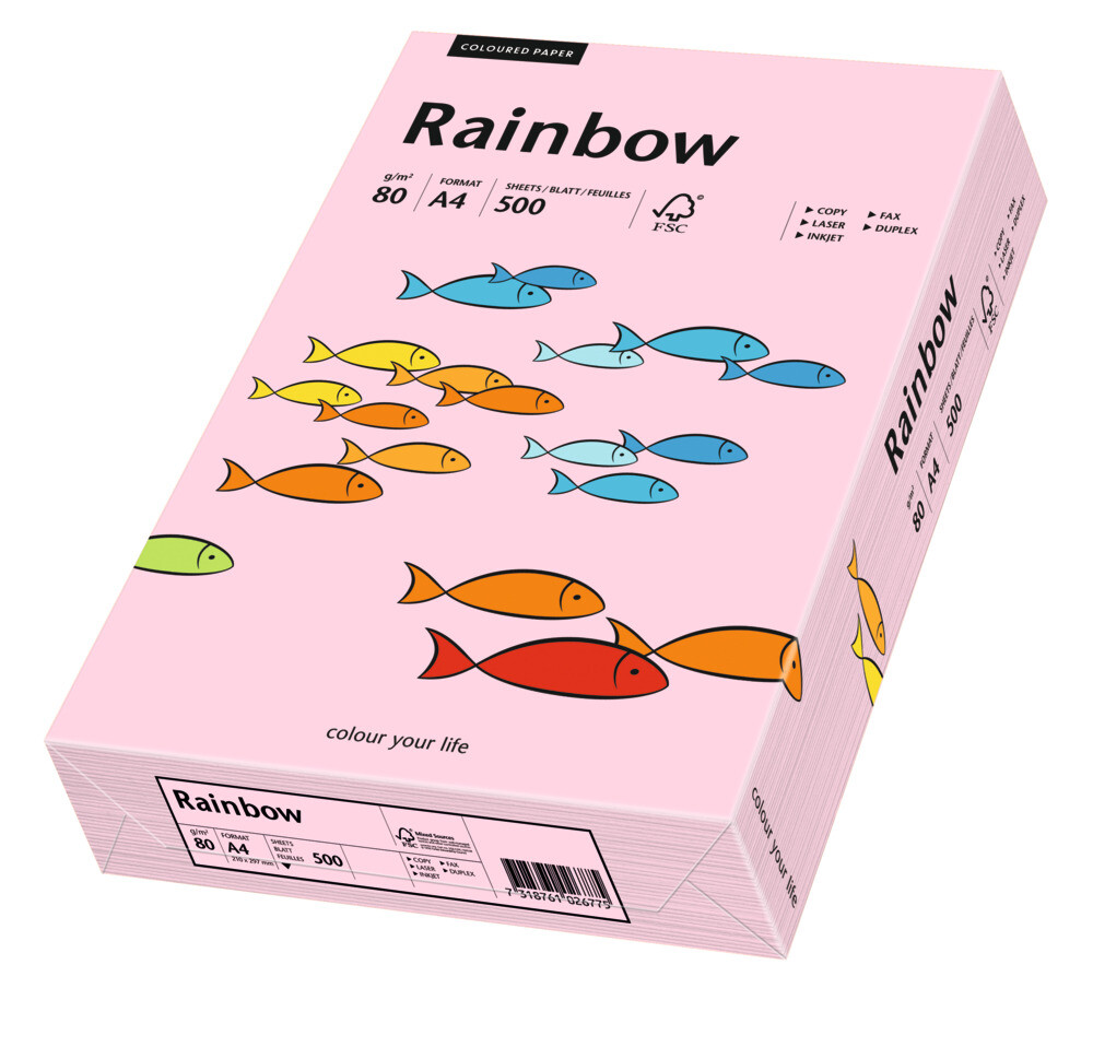 Rainbow kulørt kopipapir 80g. A3 rosa 54