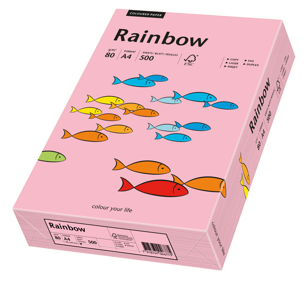 Rainbow kulørt kopipapir 80g. A3 pink 55