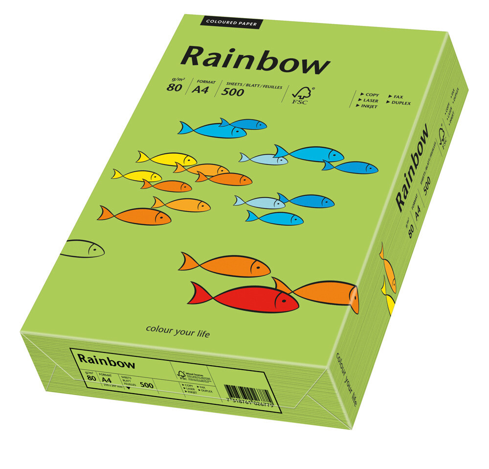 Rainbow kulørt kopipapir 80 g. A3 grøn 76