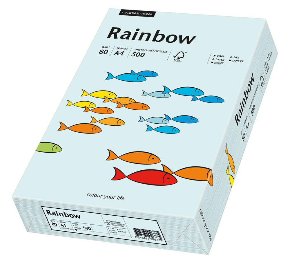 Rainbow kulørt kopipapir 80 g. A3 lys blå 82