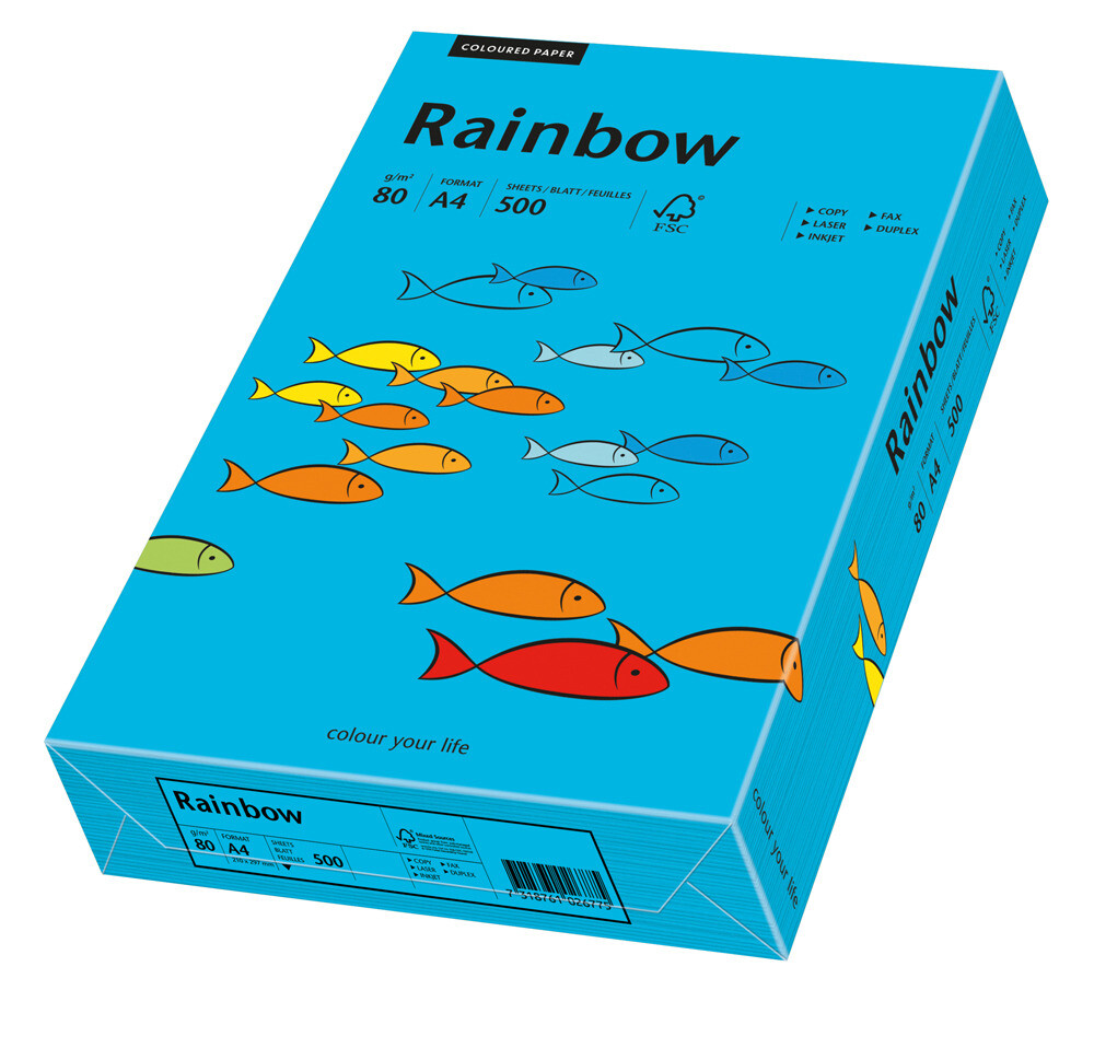 Rainbow kulørt kopipapir 80 g. A3 blå 87