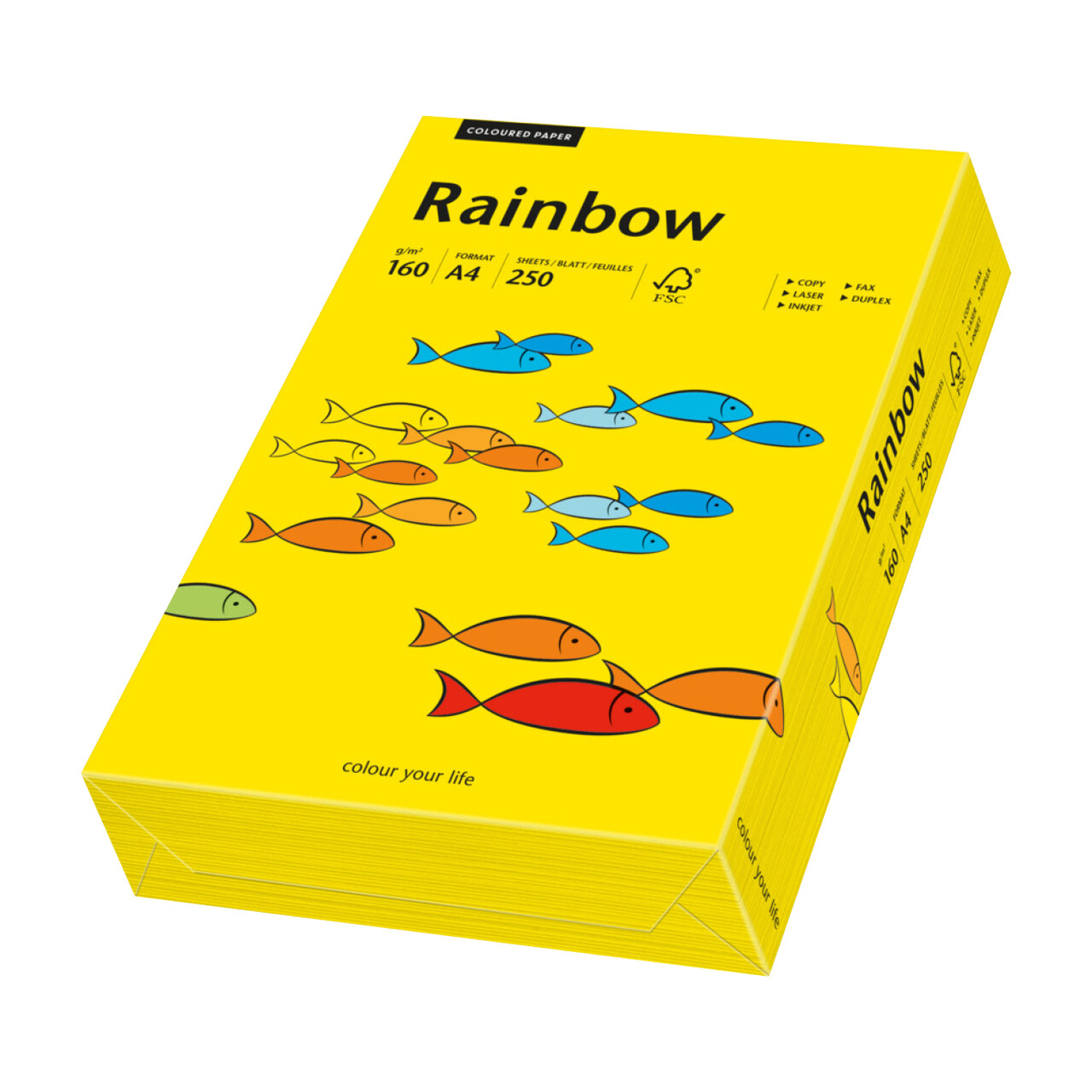 Rainbow kulørt kopipapir 160g. A4 mørk gul 18, 250 ark